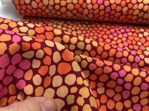 Patchwork stof - Kaffe Fassett pebble mosaic, fuchsia med gul / orange mosaik